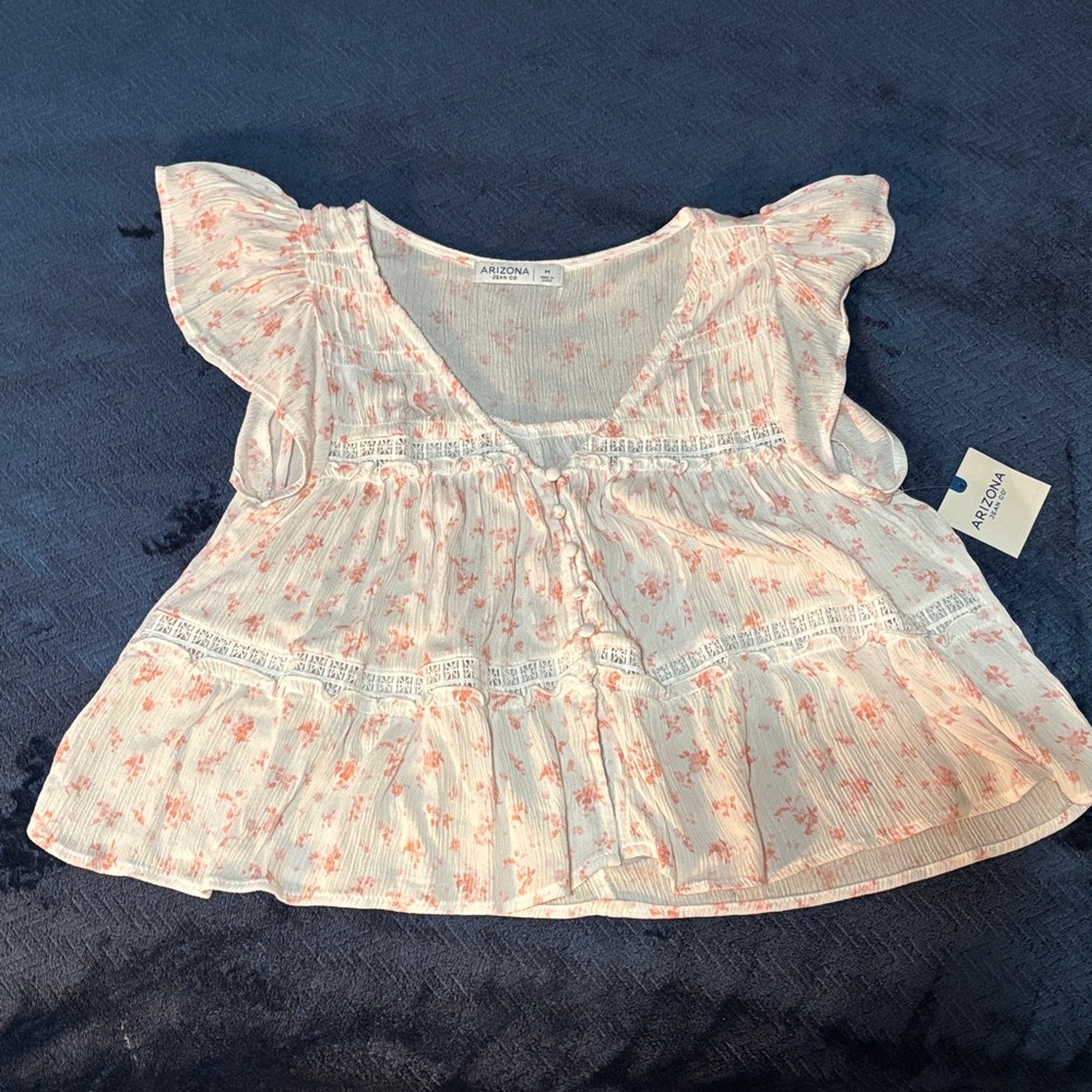 Arizona Jean Company Kids Pink Floral Blouse